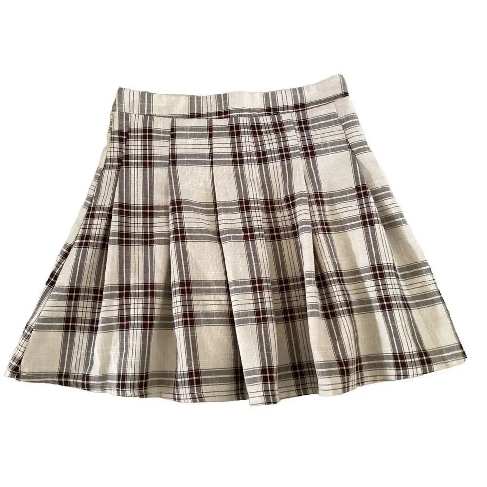 Shein Plaid Pleated Skirt School Summer Spring Coastal Beach